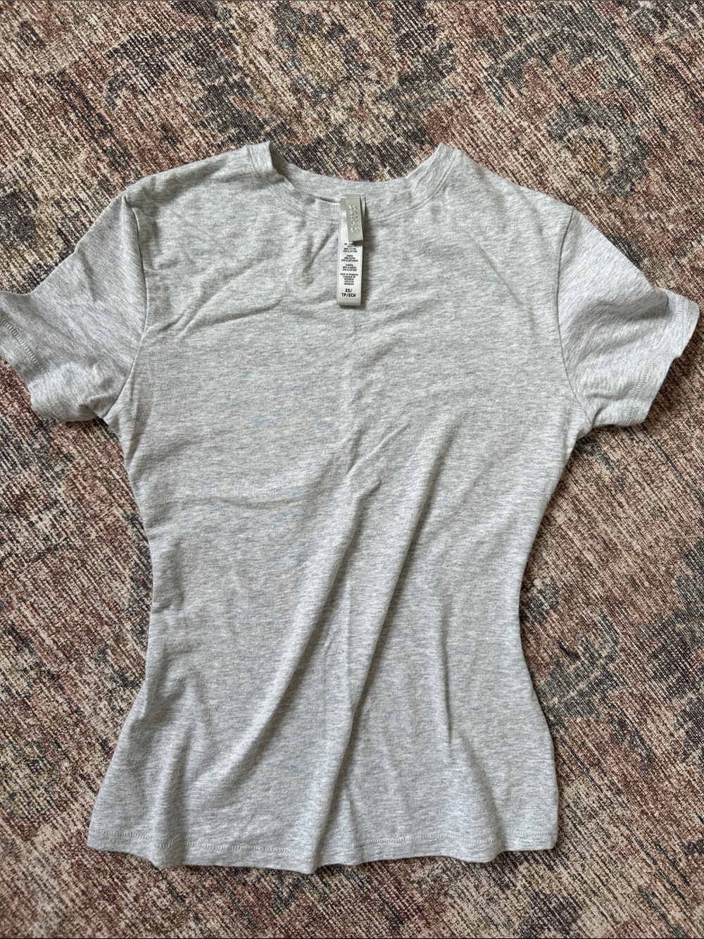 SKIMS Heather Gray Short Sleeve Crew Tee